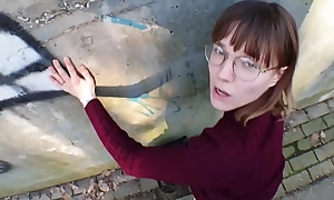 Fucked young student in public place pov