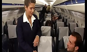 Charming brunette air-hostess alyson ray proposed passenger to poke her succulent exasperation monitor scheduled flight