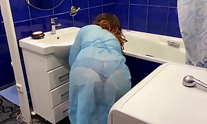 thing Mom was washing the bath and spear-carrier got a cock nearby the ass from will not hear of stepson