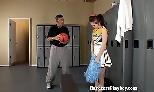 Unskilled legal age teenager cheerleader drilled wide of coach