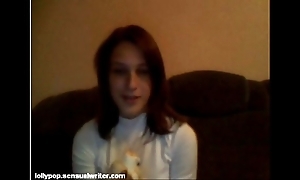 Russian legal age teenager sucks banana at bottom webcam, softcore